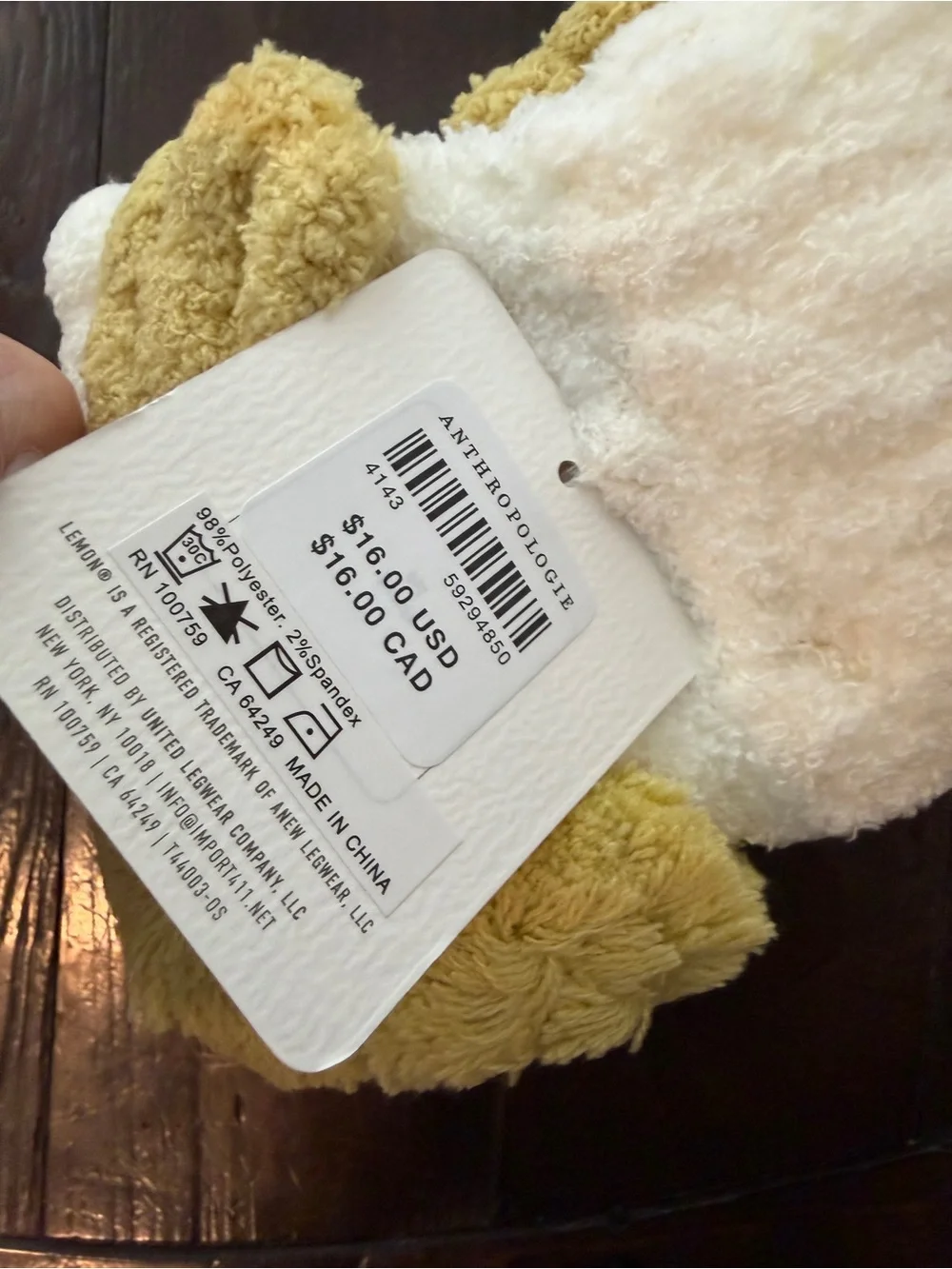 Anthropologie Plush Bath Socks in White and Yellow